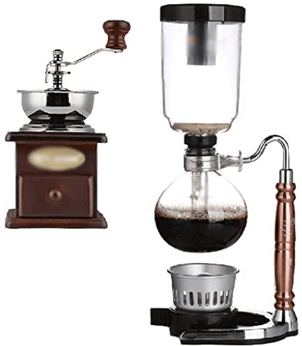 JITEM Kaffeemaschine Siphon Kaffeemaschine Manuelle Retro Vakuum Glas Siphon Topf Perkolatoren 3 Tassen Glas Tischplatte Siphon Kaffeemaschine für Kaffee oder Tee