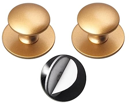 YQOLG87 Autoaderente Maniglie Pomelli per cassetti,2 Pezzi Pomolo per cassetti in plastica Autoadesiva,Manopola per Armadi senza punzoni,Per mobili moderni guardaroba,27mm/1in,gold