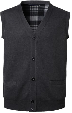 Herothorn Hommes Gilet Pull Veste Tricoté Chandail sans Manches Gilet Loisirs d'affaires avec col en V avec Boutons Cardigans Maille Torsadée Pull-Over Débardeurs