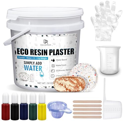 DecorRom Eco Resin Gipspulver - 1.4kg Ungiftiges Modelliergips Gießmasse Gips Pulver zum Gießen, Modellieren - Wasseraktiviertes Harz Keramikgips Gießpulver für Silikonformen, DIY Kreative Projekte