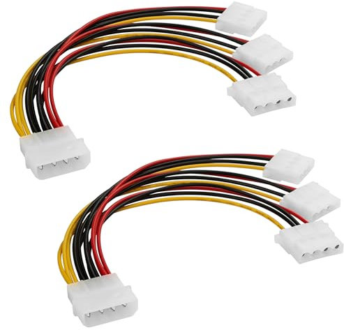 YAODHAOD Cavo di prolunga Molex Y a 4 poli, 20 cm, 1 connettore LP4 e 3 prese LP4, per componenti PC, fotocopiatrice Molex Power, adatto per HDD, CD-ROM, DVD-ROM (confezione da 2)