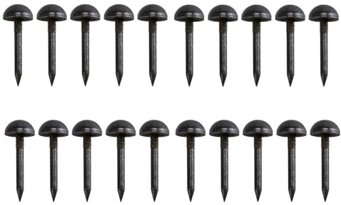 dophee 20Pcs Vintage Style Upholstery Tacks, Solid Pure Brass Round Head Furniture Nails Studs Thumb Push Pins Fasteners for Sofa Carpet Door Decoration Chair Bed DIY Craft, Antique Black, 10mm