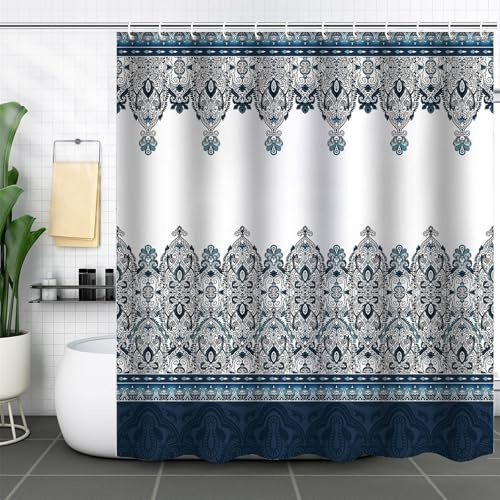 Fairygate duschdraperi badkar av tyg polyester textil antimögel vattentät tvättbar för badrum dusch dekoration gardin duschdraperier med duschdraperiringar B8609