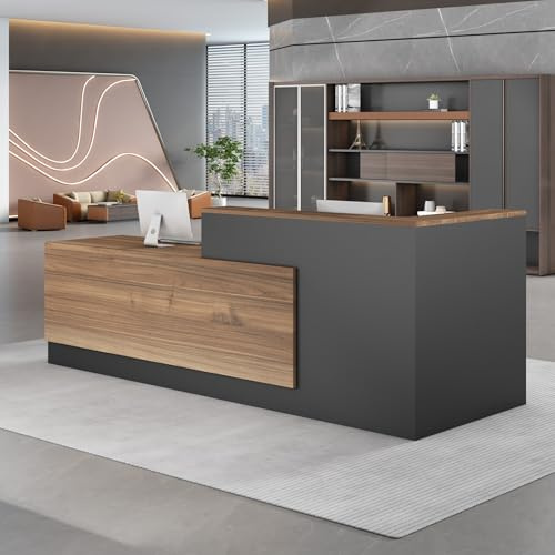 UKETO Bancone Reception Moderno per Estetica e Negozi – Banco Cassa Multifunzionale per Ufficio, Saloni, Registratori di Cassa o Reception (Senza Sedie)(Left B,160x60cm)