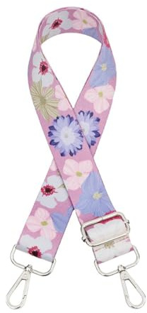 1 Stück 3.8cm Breit Verstellbarer Schultergurt,Umhängetaschen Strap,Boho Umhängegurt,Taschenriemen mit Farbenfrohe Blumen,Damen Handtaschen Schulterriemen,Blau + Silberschnalle