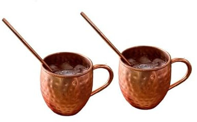 BRACOP® Copper Tumbler Moscow Mule Mugs Set 4 Copper Tumbler Copper Pitcher Cocktail Glasses Pure Copper Ayurveda Moscow Mule Mug Drinking Cup Gobelt Glass Indian Copper Engraved Tumbler Gifts