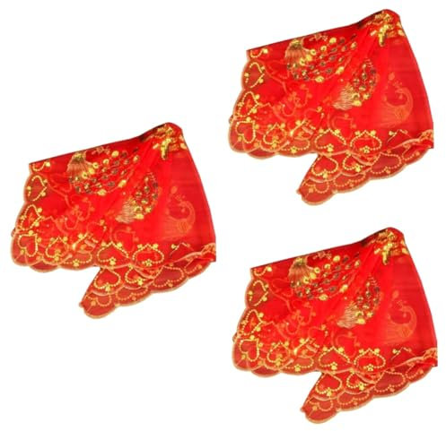 VALICLUD 3stücke Chinesischer Brautschleier Mit Sequin-stickerei Und Spitzenverzierung Traditionelles Hochzeits-accessoire Für Bräute Für Asiatische Hochzeiten Und Besondere Anlässe