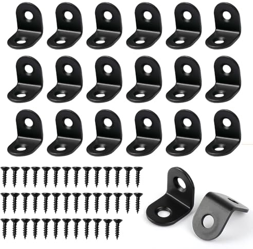 Winkelverbinder Schwarz 20 Stück Metallwinkel 90 Grad Edelstahlwinkel 20mm Kleine Edelstahl Metall Winkel mit Schraube für Holz Möbel