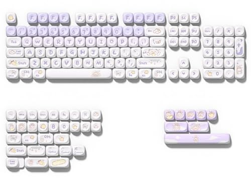 Tiardey Keycaps PBT Keycap Set Sublimated Purple Rabbit Keycaps For Mechanical Gaming Keyboard 142 Keys