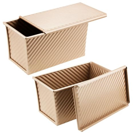 Amosfun 2piezas Moldes Antiadherentes Para Pan Con Tapa Prácticos Para Hornear Reutilizables