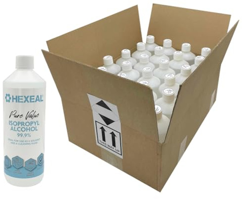 Hexeal Pure Value 99.9% Isopropyl Alcohol 25L – Sanitising & Cleaning | 25 x 1L - Removes Grime from Phones and Electronics, Powerful Degreaser and Cleaning Fluid
