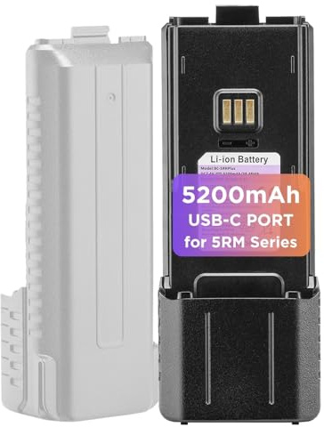 BAOFENG BL-5RH Plus Akku, 5200 mAh, Typ-C Ladeanschluss, Kompatibel mit UV-5RM Serie, K5PLUS Zweiwegradio