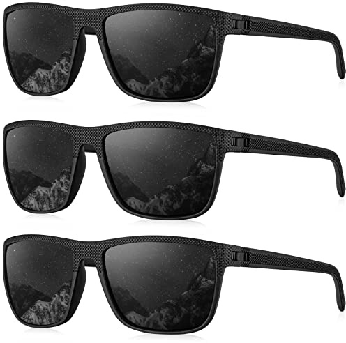 HENGOSEN Sonnenbrille Herren Polarisiert Sunglasses-Men: Sport Sonnenbrille Verspiegelt UV400 Schutz Fahren Angeln 3 PACK