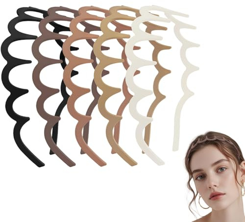 Zosutetoxo 5 Stück Zickzack Haarreif Damen Matte Optik mit rutschfesten Zähnen U-förmig umkehrbar 90er Jahre Retro-Stil