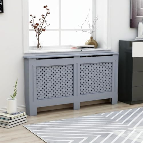 Logeirevo MDF Radiator Cover Heater Cover Cabinet Shelf, Modern Design Household Appliance Heating Accessories, Anthracite 59.8x7.5x32.1,-1120