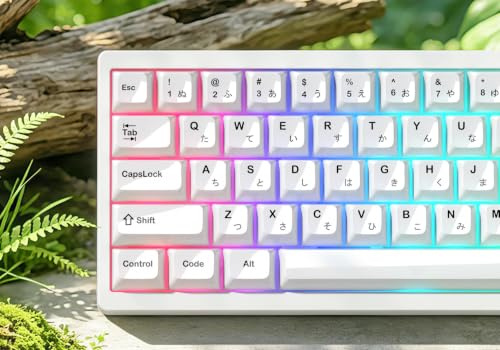 Womier White Keycaps Ceramic Style PC Glossy Jelly Keycap for Mechanical Keyboard, MDA Profile 115-Key Custom Key caps Set for 61/68/84/87/98/100/104-Key MX Switch Key Cap