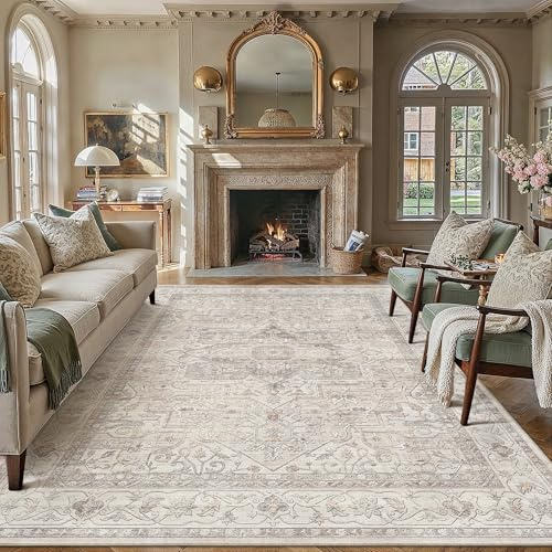 PureCozy Vintage Rugs Living Room Rug 200x300cm Beige Large Carpet
