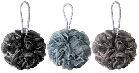 Toyvian Lot de 3 Boules de Exfoliantes en Pe Design Simple et Cordon pour Suspendre, Articles de Bain Hygiéniques pour Hommes et Femmes, Voyages Couleur Aléatoire