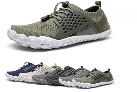 NORTIV 8 Mens Lightweight Barefoot Aqua Water Shoes for Outdoor Sports, Swim, Fishing, Hiking, Diving, Surf Walking, Army/Green - 10 (TREKMAN-2)