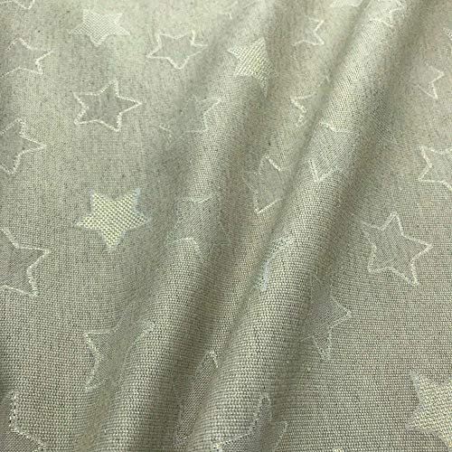 Kt KILOtela - Polsterstoff - Dekostoff Weihnachten - Jacquard mit goldenen Lurexfäden - 280 cm breite - Meterware ab 0,5 m - Preis gilt für 0,5 m | Sterne - Beige, Gold