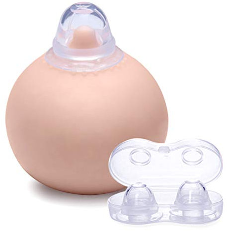 Hihey Nippel Korrektor 2 Stück Silikon Nippel Aspirator Corrector Schmerzloser Nippel Sauger Abzieher für Flache umgekehrte Nippel mit klarem Fall