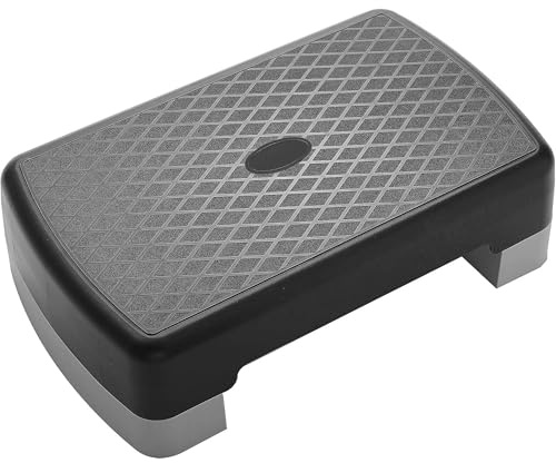 Fitvids 18 Workout Aerobic Stepper Step Platform with 2 Risers, Lightweight Portable Step Up Platform Trainer, Adjustable Height 3.2’’ 5.5’’ for Home Gym, Black and Gray