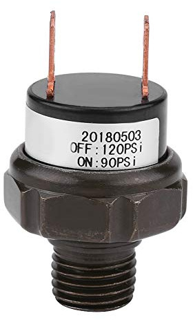Qiilu interruttore automatico del compressore d'aria auto universale 1/4NPT interruttore di pressione aria 12V interruttore di pressione serbatoio aria (nero)(90-120 PSI)
