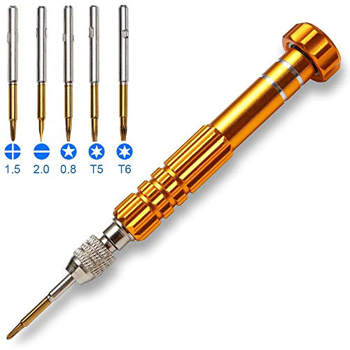 MMOBIEL Set mini cacciaviti tascabili di precisione con piccolo magnete multifunzione 5-in-1 per Kit strumenti di riparazione occhiali, smartphone, tablet, orologi