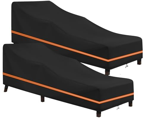 LCGOD Sun Lounger Covers 2Pcs,Sunbed Covers waterproof,garden Lounger Covers Windproof Anti-UV Heavy Duty 600D Oxford Fabric with Reflective Strip (200 x 75 x 40 / 70cm)