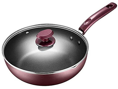 ZXFDMSWJ Wok Pan Wok Antiadherente, Wok de inducción Antiadherente, sin hollín, sin adherencia, sin Revestimiento, sin óxido, Apto para Wok de Humo no graso Universal, aleación de Aluminio, 30 cm Wok