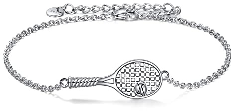 YFN Pulsera tenis plata de ley pulsera raqueta de tenis joyas regalo para mujer hombre niña niño