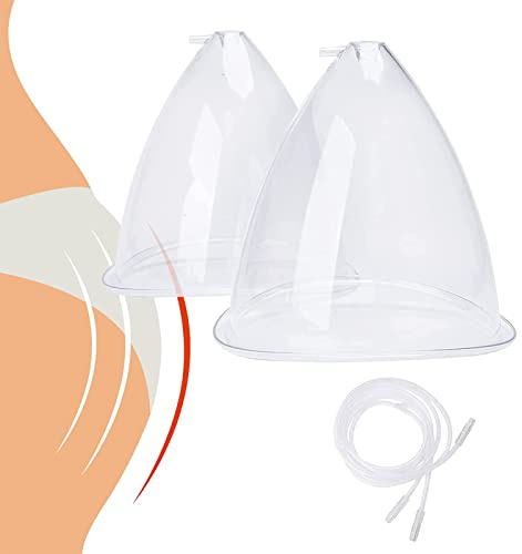 Joyfitness Accessori per Coppettazione Sottovuoto Extra-Grandi, Ventose di Grandi Dimensioni da 150 Ml con Tubo a Y per Massaggio Terapeutico con Sollevamento dei Glutei