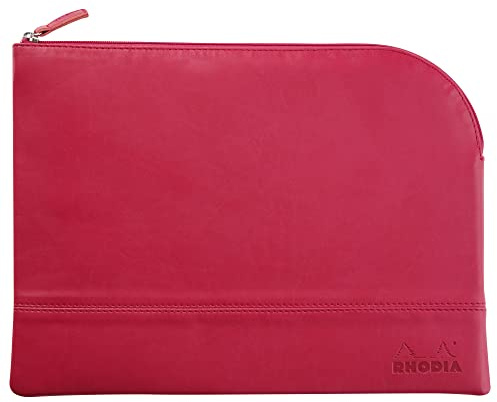 Rhodia 116743C - Rhodiarama pochette zippé en simili cuir italien - taille L (21x28 cm) FRAMBOISE