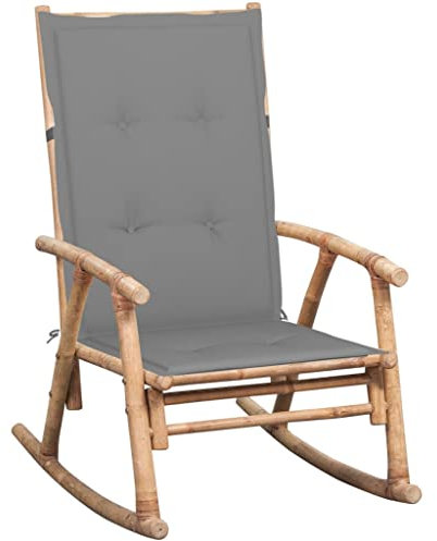 Makastle Allwetter Outdoor Gartenmöbel Schaukelstuhl aus Holz mit Auflage und Kissen, Outdoor Schaukelmöbel mit Armlehnen, Schwingsessel Relaxstuhl Gartenstuhl, 66 x 86 x 105 cm Grau