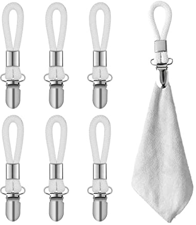 Clip Per Canovaccio Bianco Gancio A Clips Per Strofinacci Da Tè Clip Per Asciugamani Bagno Per Cucina,Bagno,Casa,Mantenere Asciutto E Pulito,Gancio Stabile,Nessuna Dissolvenza,Nessuna Ruggine(6 Pc)