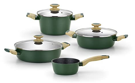 MONIX Amazonia Batería 7 Piezas Aluminio FORJADO, Antiadherente, reforzado con titanio sin pfoa, apta para todo tipo de cocinas e inducción