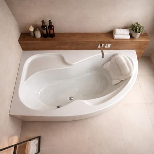 ECOLAM Eckbadewanne WELA 170x100 links Schürze Kopfkissen Mare Antirutsch | direkt vom Hersteller Top Qualität echtes Sanitäracryl modern Verkleidung keine Fliesen nötig Ablauf Füße Silikon im Set