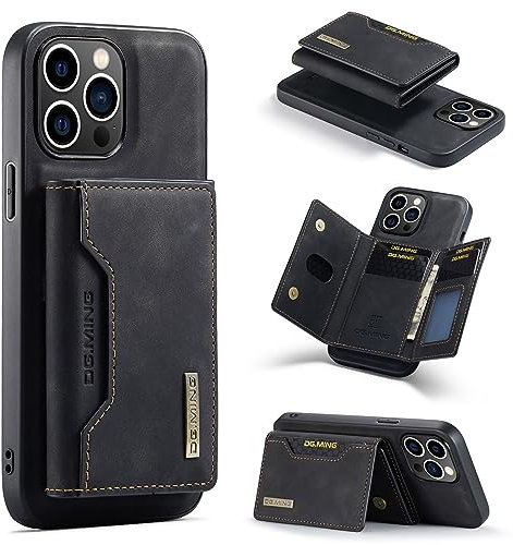 ZCDAYE Hülle für iPhone 15 Pro mit Kartenhalter, Leder iPhone 15 Pro Handyhülle Handytasche Edele Brieftasche, Stoßfeste Stabile Schutzhülle für iPhone 15 Pro (6.06 inches), Schwarz