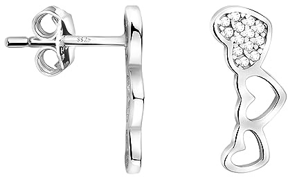 SOFIA MILANI - Damen Ohrringe 925 Silber - mit Zirkonia Steinen - Herz Ohrstecker - E2248
