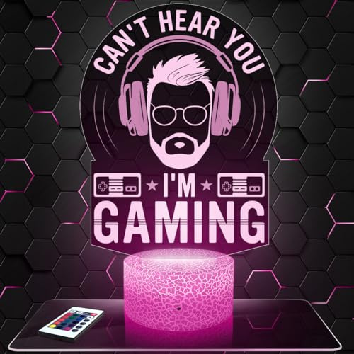 Lampephoto.fr - Gaming Can T Hear You Gaming 3D Lampe, Touch Nachtlicht, Geschenk für Teenager, Zubehör Gaming Can T Hear You Gaming Gaming Gamer Videospielejugendzimmer Junge, 3D Led Illusion TOP