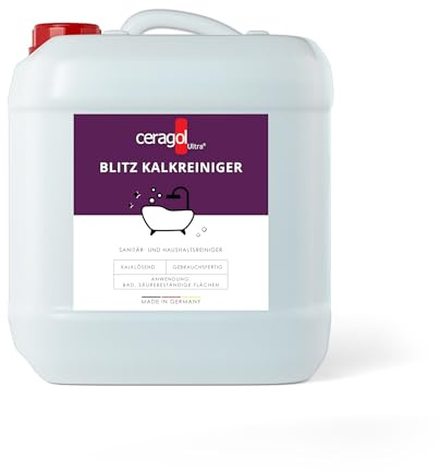 ceragol ultra Blitz Kalkreiniger, 10L Kanister - Kraft-Reiniger für Bad und Sanitär mit Anti-Kalk-Formel und Abperl-Effekt
