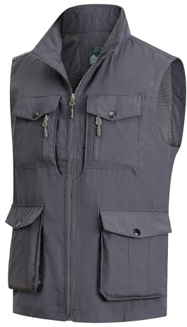 MeiLayM Herren Outdoor Weste mit Vielen Taschen Schnelltrocknende Freizeitweste Leicht Anglerweste Sommer Atmungsaktiv Ärmellose Jacke Sport Multifunktionsweste Camping Fotografie Weste