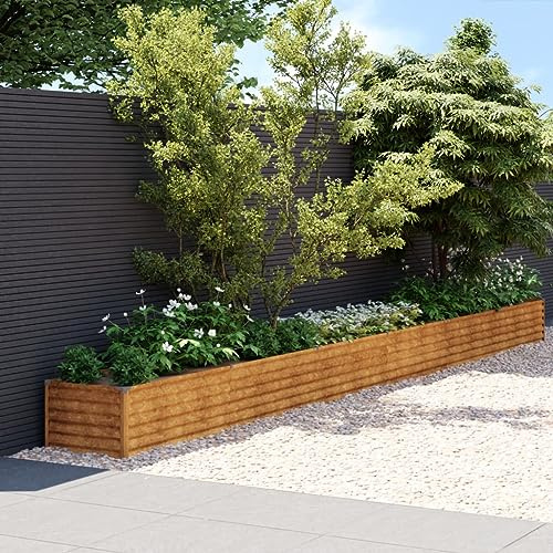 Gecheer Fioriera Rialzata da Giardino 580x50x36 cm in Acciaio Corten,Fioriera da Giardino,Aiuola Rialzata,Letto Rialzato da Giardino,Fioriera da Esterno Grande,Letto per Orto Rialzato