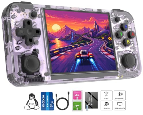 RG35XX H Retro Handheld Game Console 3.5 in IPS Screen Built-in 3300mAH Battery 64G TF Card Preinstalled 5000+ Classic GamesConsole RG35XX H Purple