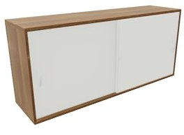 Geramöbel Anstell-Schiebetürenschrank mit Mittelseite, 2 Dekor-Einlegeböden, mit Stellfüßen, abschließbar, 1600x425x720, Ahorn/AhornWeiß/Nussbaum