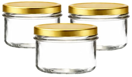 120ml / 4oz Verrine Jam Jars | 120ml Jam Jars | Including Gold, Black or Silver Twist Off Caps | Glass Jars | Preserve & Chutney Jars | J&B (36, Gold)