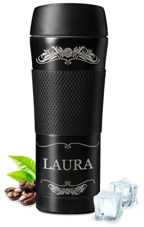 Maverton Bouteille Isotherme à personnaliser pour femme, Gourde | Réutilisable en inox pour fille, Mug thermos pour elle gravé, Tasse pour Café et Thé à emporter, pour anniversaire, prénom