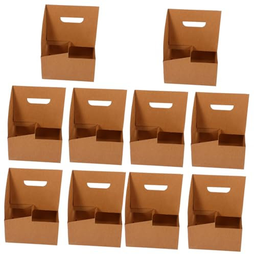 ULTECHNOVO 10 Piezas Portavasos De Papel Kraft Portavasos De Cartón Para Reparto Asa Para Food Trucks y Salpicadero