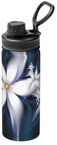 Bouteille d'eau de sport isotherme en acier inoxydable avec imprimé floral marguerite artistique - 532 ml