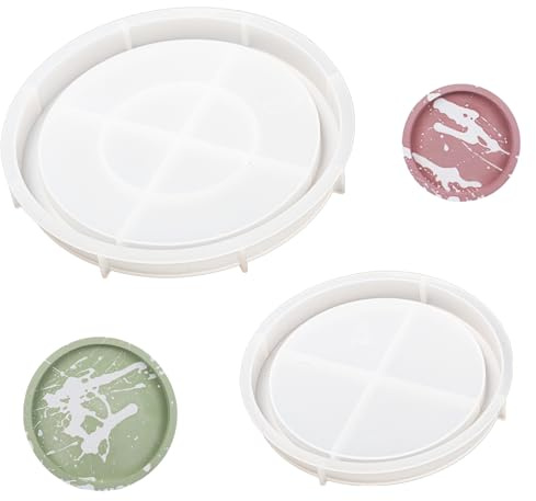 Bofanze 2 Stück Silikonformen Gießformen Teller Silikonform Tablett | Rund,21.1cm/16cm,Silicone,Tellerform,Weiches Material,Leicht zu Reinigen